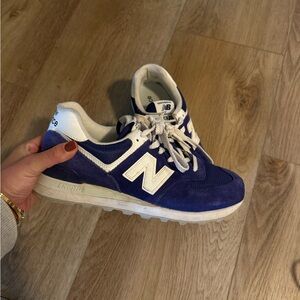 New Balance 574 Royal Blue and White Sneakers